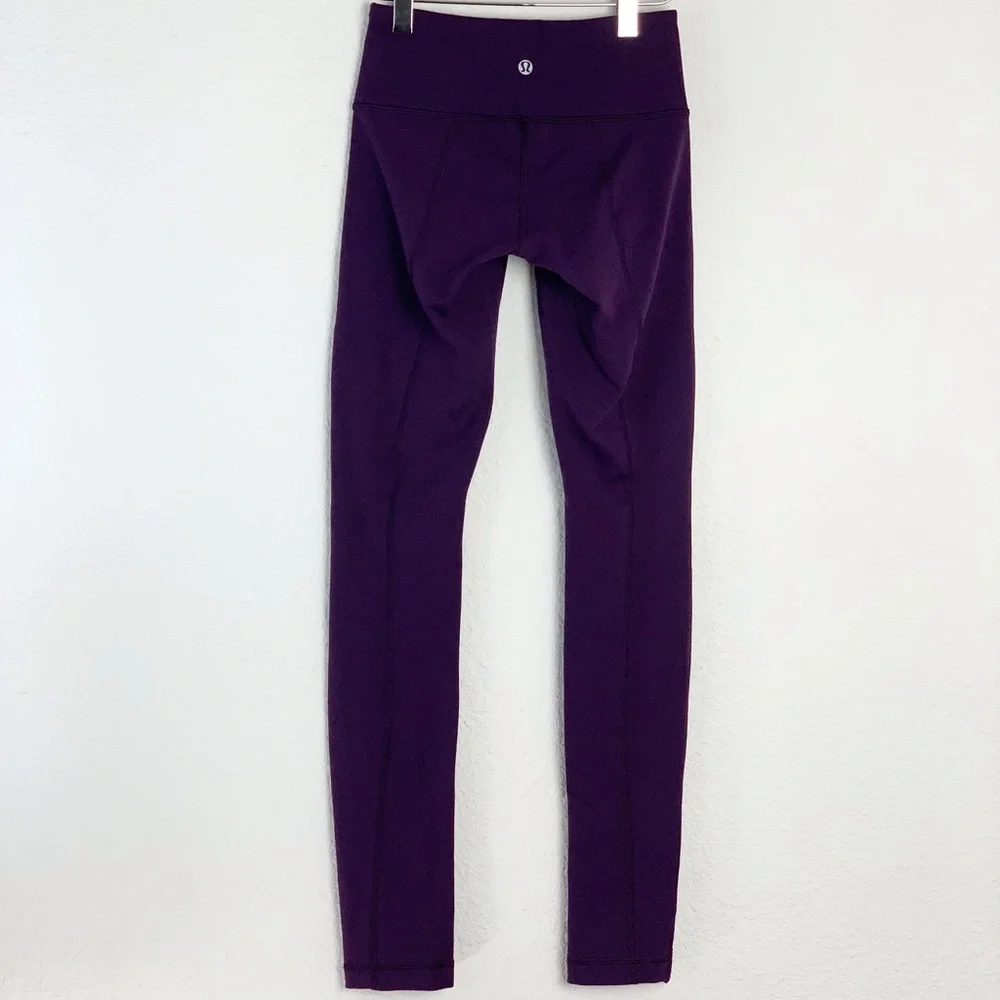 Lululemon Purple Side Gathered Satin Detail Leggings Sz 2 - Picture 8 of 13
